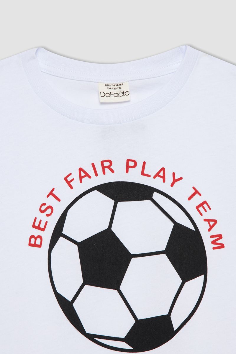 Boy - Relax Fit Crew Neck Knitted Short Sleeve T-Shirt - White