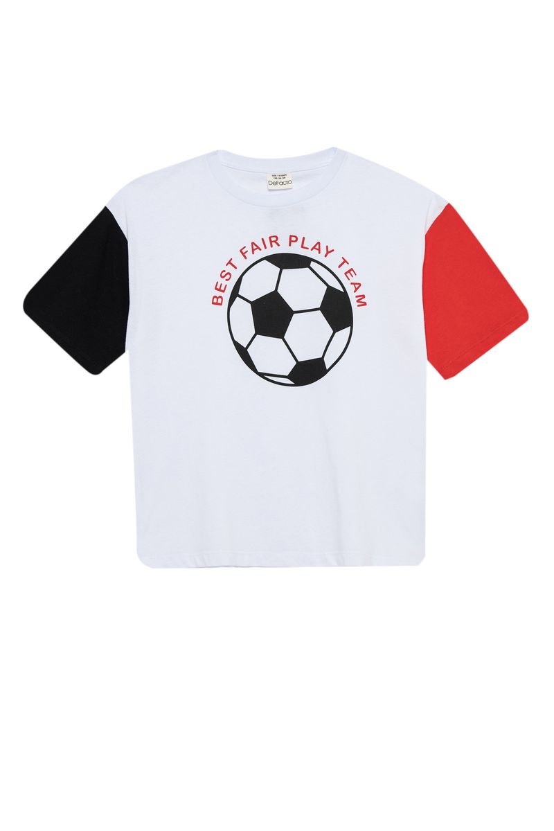 Boy - Relax Fit Crew Neck Knitted Short Sleeve T-Shirt - White