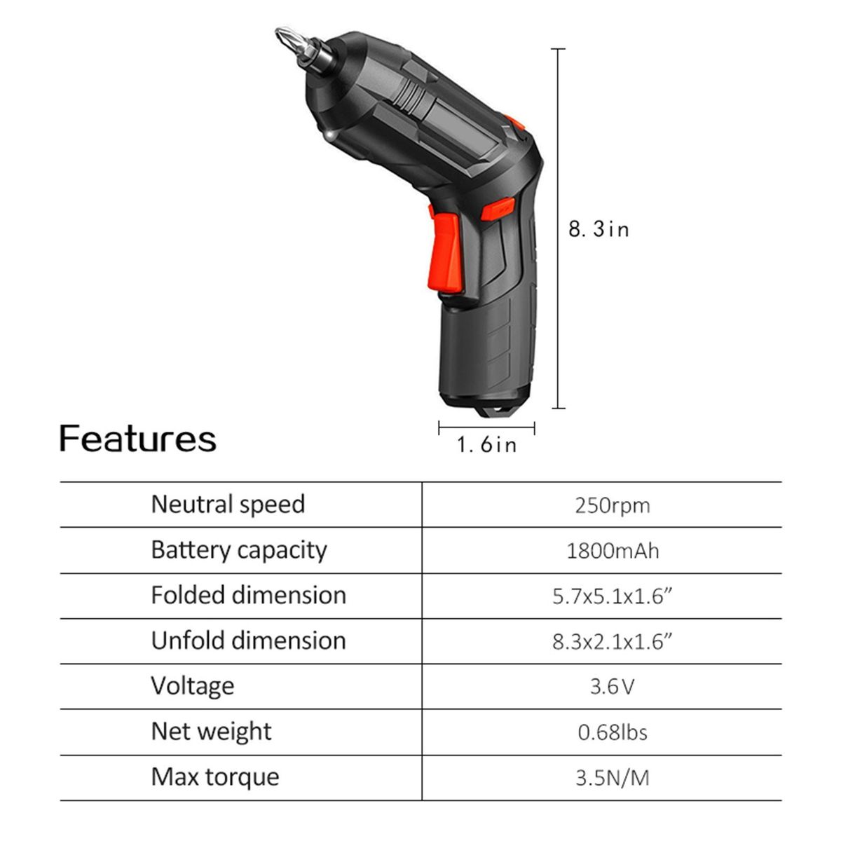 2PCS Electric Screwdriver Set 3.6V Cordless Electric Drill