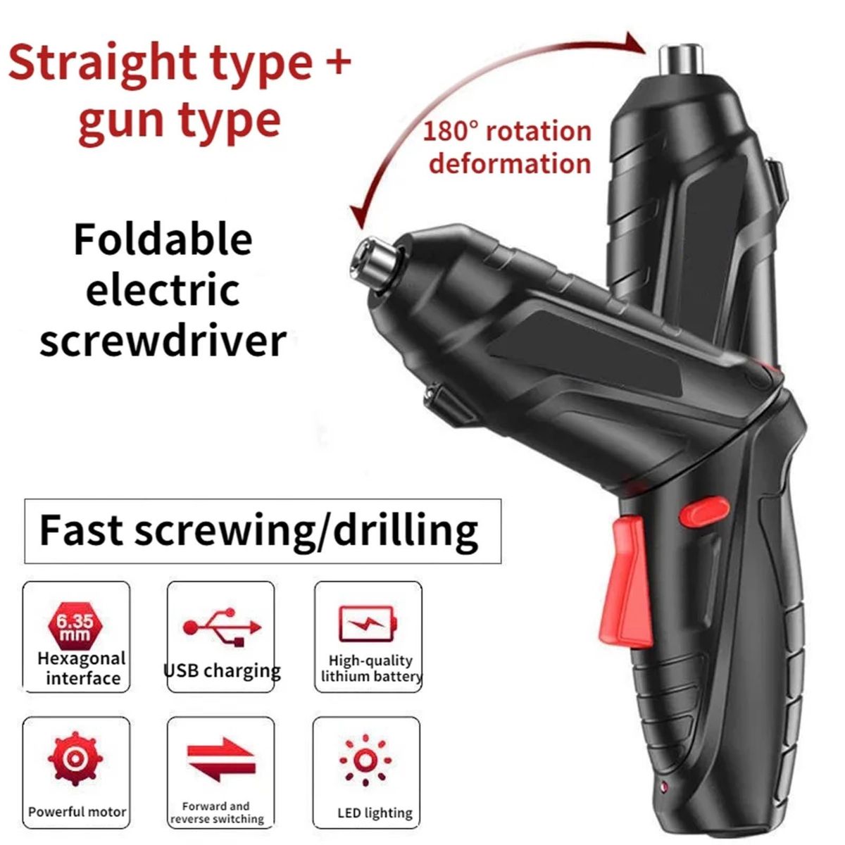 2PCS Electric Screwdriver Set 3.6V Cordless Electric Drill