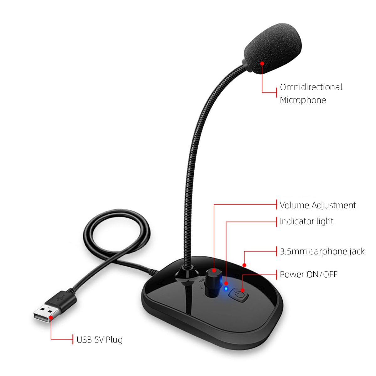 SK-30 USB Desktop Microphone With Mute Button Volume