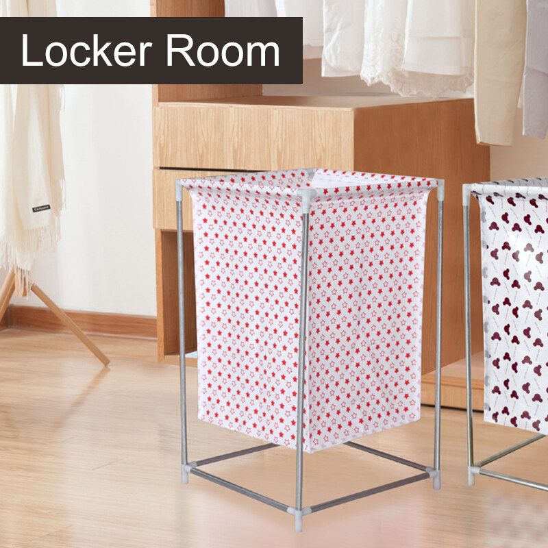 Laundry Basket Clothes Storage Box With Wheels Dirty Clothes Basket Frame Waterproof Non-woven Fabric Pink
