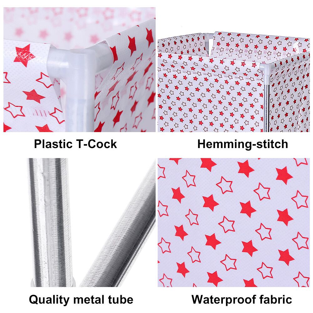 Laundry Basket Clothes Storage Box With Wheels Dirty Clothes Basket Frame Waterproof Non-woven Fabric Pink