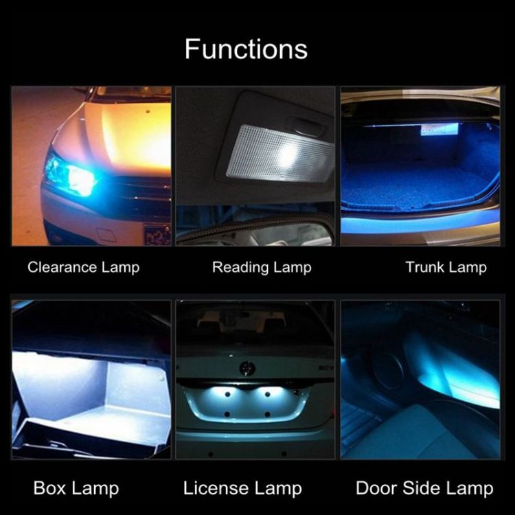 10 PCS T10/W5W/194/501/168 COB Bulbs Car Reading Lamp