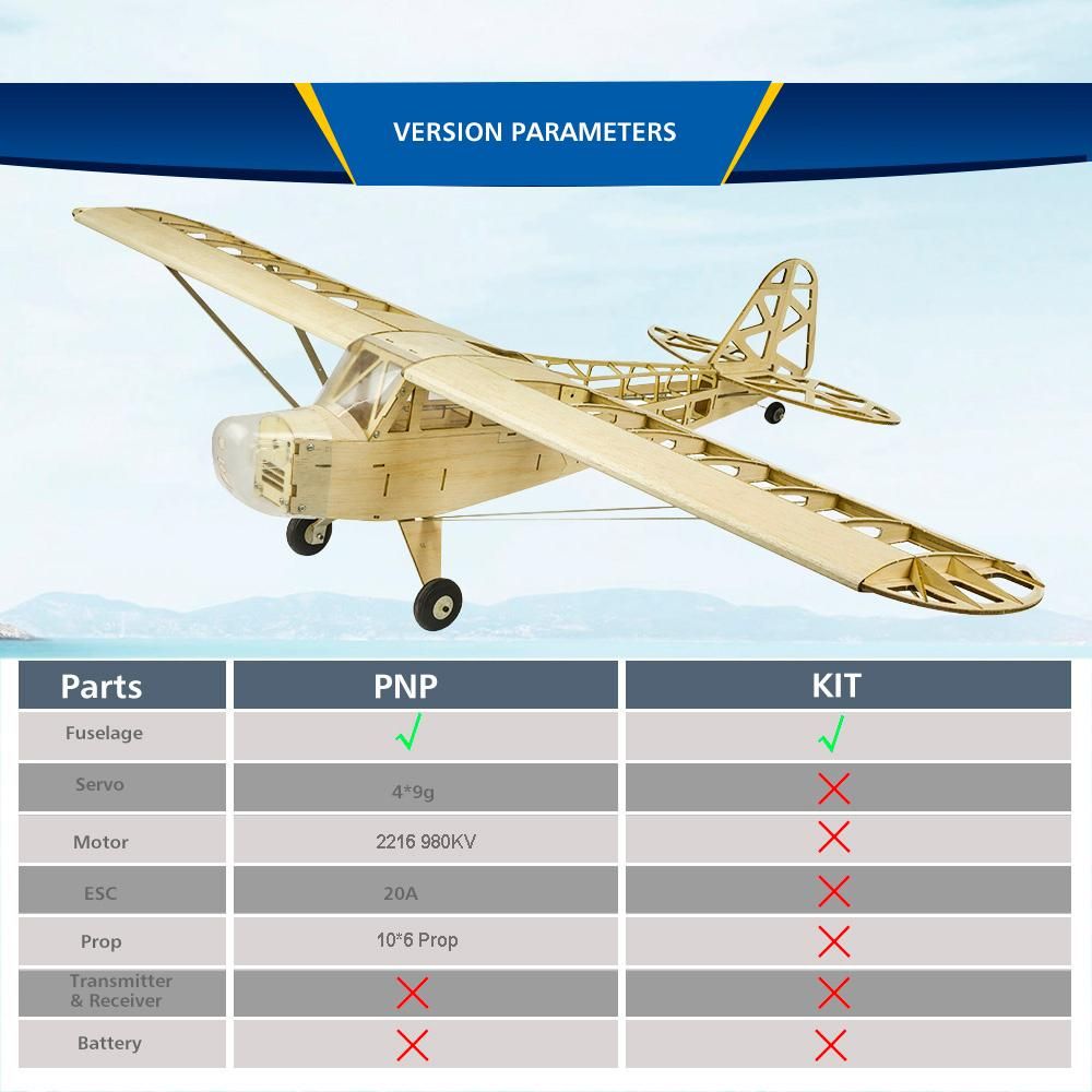 S2301 Balsa Wood RC Airplane 1200mm Electric Powered J3 CUB RC Aircraft Unassembled KIT Version DIY Flying Model