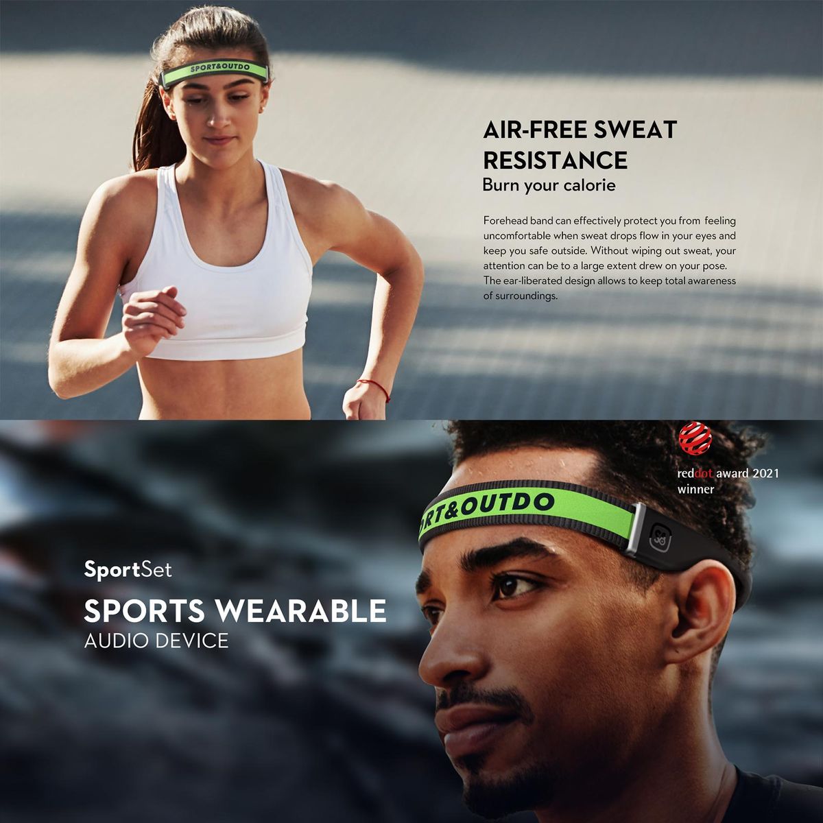 MIFO SO SportSet Headphones Reddot Award BT 5.3 Headset and Sports Headband 2 in1 Wearable Audio Device Fast Charging Open-Ear Headphones IPX7 Waterproof Earphone for Sports