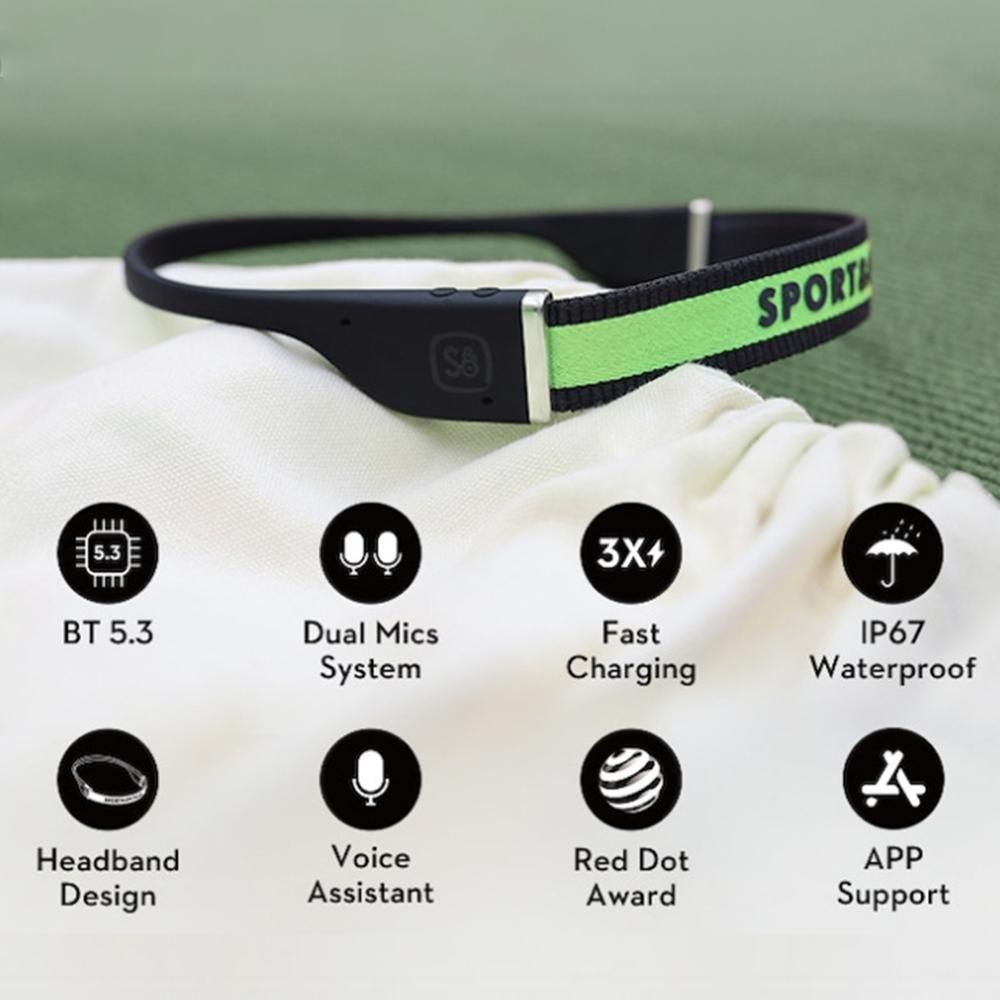 MIFO SO SportSet Headphones Reddot Award BT 5.3 Headset and Sports Headband 2 in1 Wearable Audio Device Fast Charging Open-Ear Headphones IPX7 Waterproof Earphone for Sports