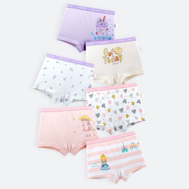 6pcs/set Kid Cartoon Printed Cotton Boxer Briefs