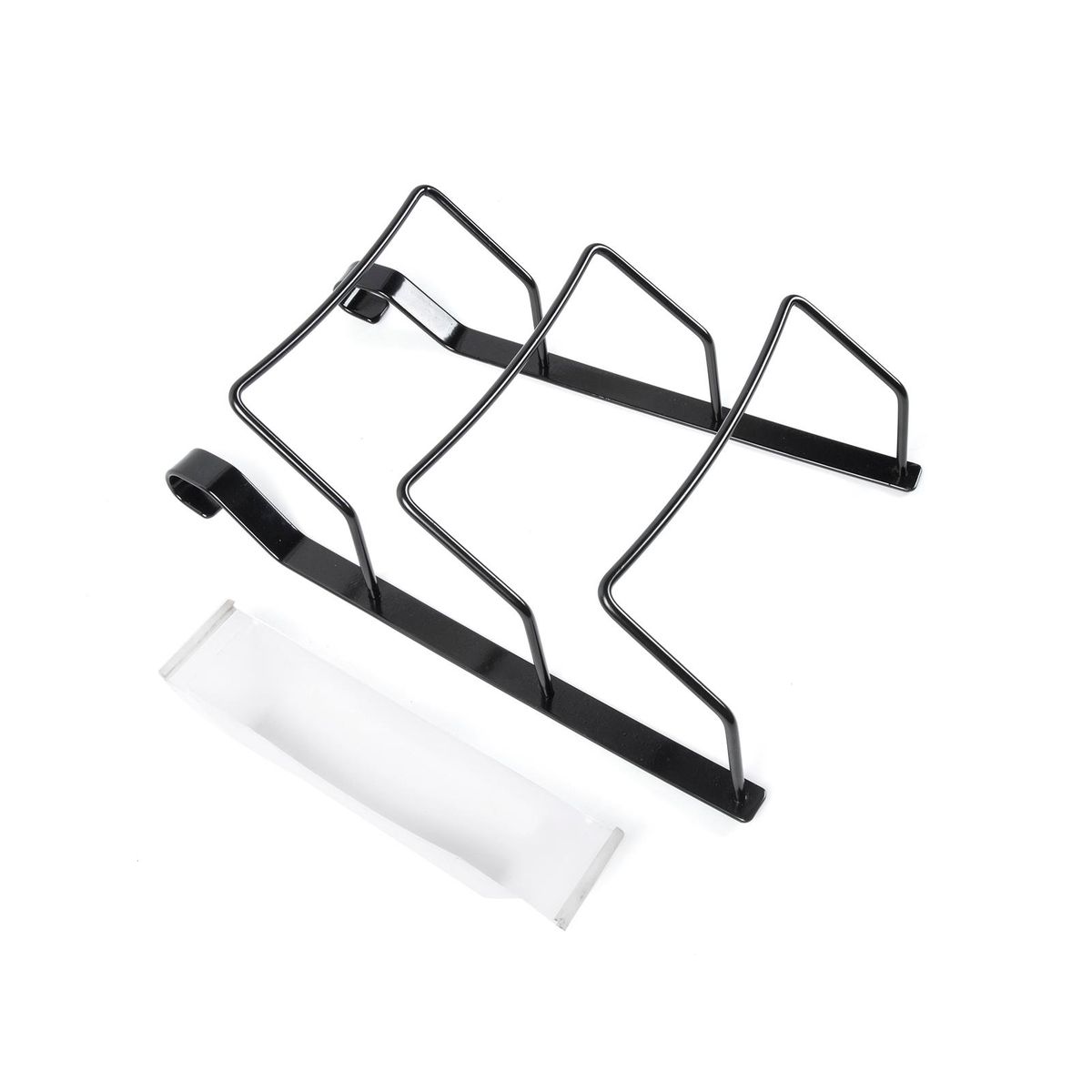 Wall Door Mounted Pot Lid Rack Organizer for Kitchen Upright Storage Holder with 3 Slots and 35cm Rod - Black