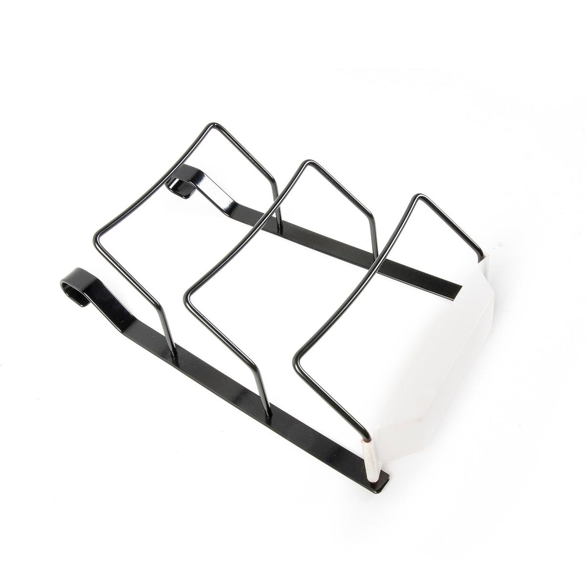 Wall Door Mounted Pot Lid Rack Organizer for Kitchen Upright Storage Holder with 3 Slots and 35cm Rod - Black