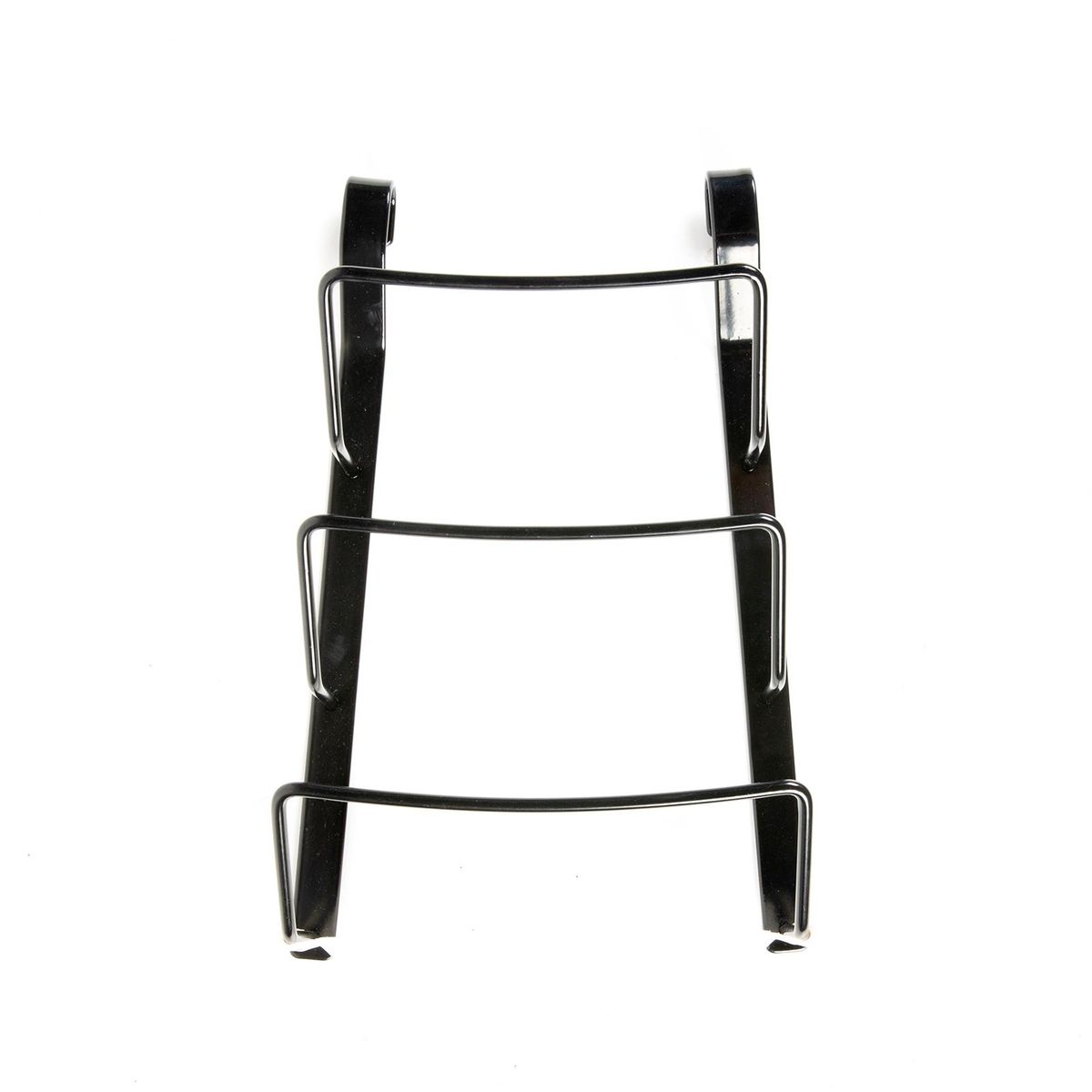 Wall Door Mounted Pot Lid Rack Organizer for Kitchen Upright Storage Holder with 3 Slots and 35cm Rod - Black