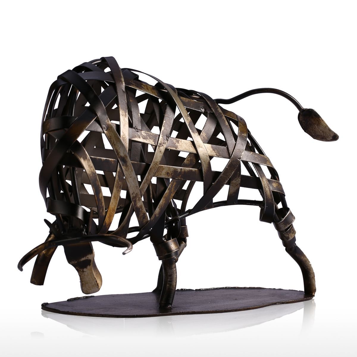 TOOARTS Metal Sculpture Iron Braided Cattle Home Furnishing