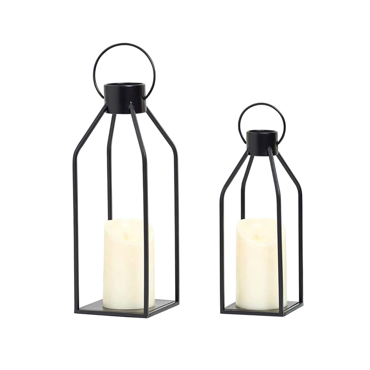 Candle Lantern 2 Set Black Decorative Lanterns Indoor