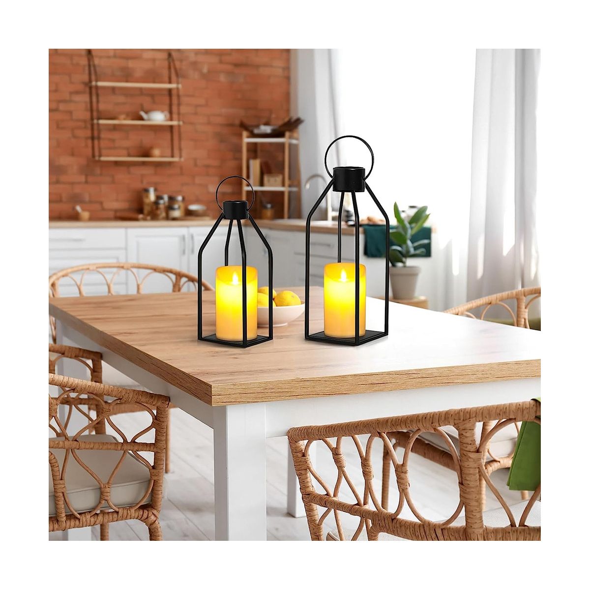 Candle Lantern 2 Set Black Decorative Lanterns Indoor