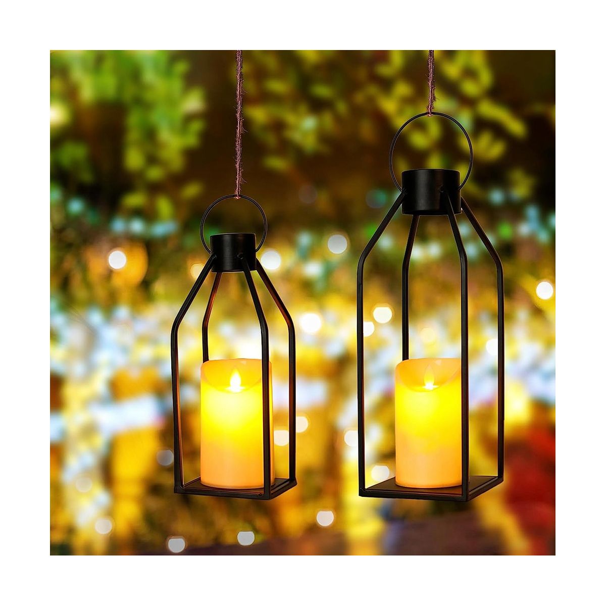 Candle Lantern 2 Set Black Decorative Lanterns Indoor