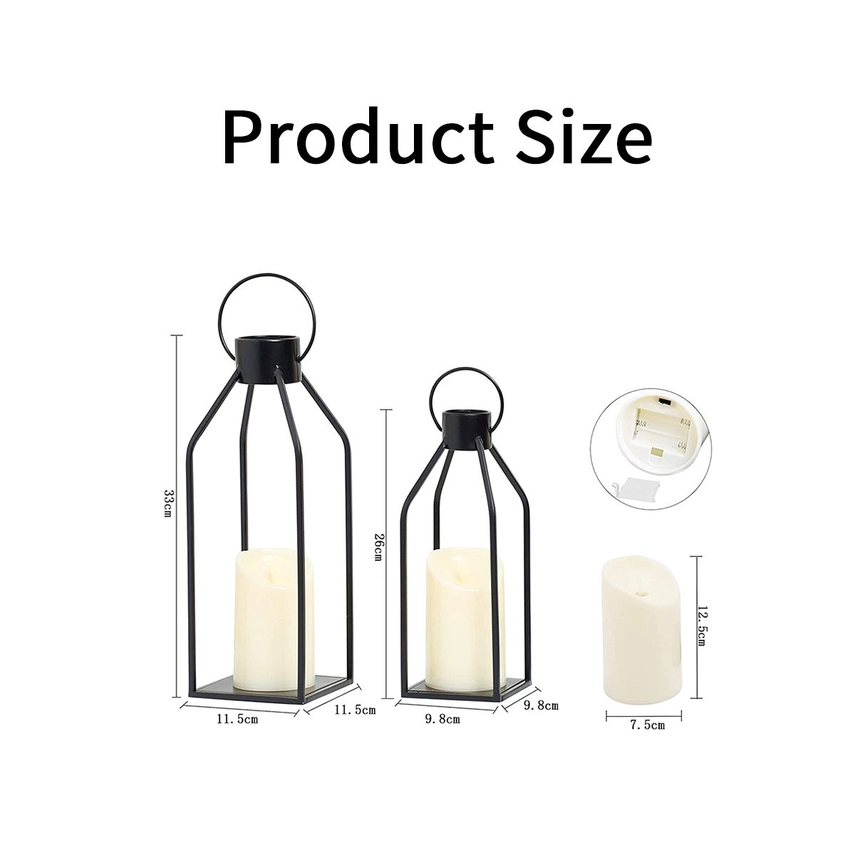 Candle Lantern 2 Set Black Decorative Lanterns Indoor