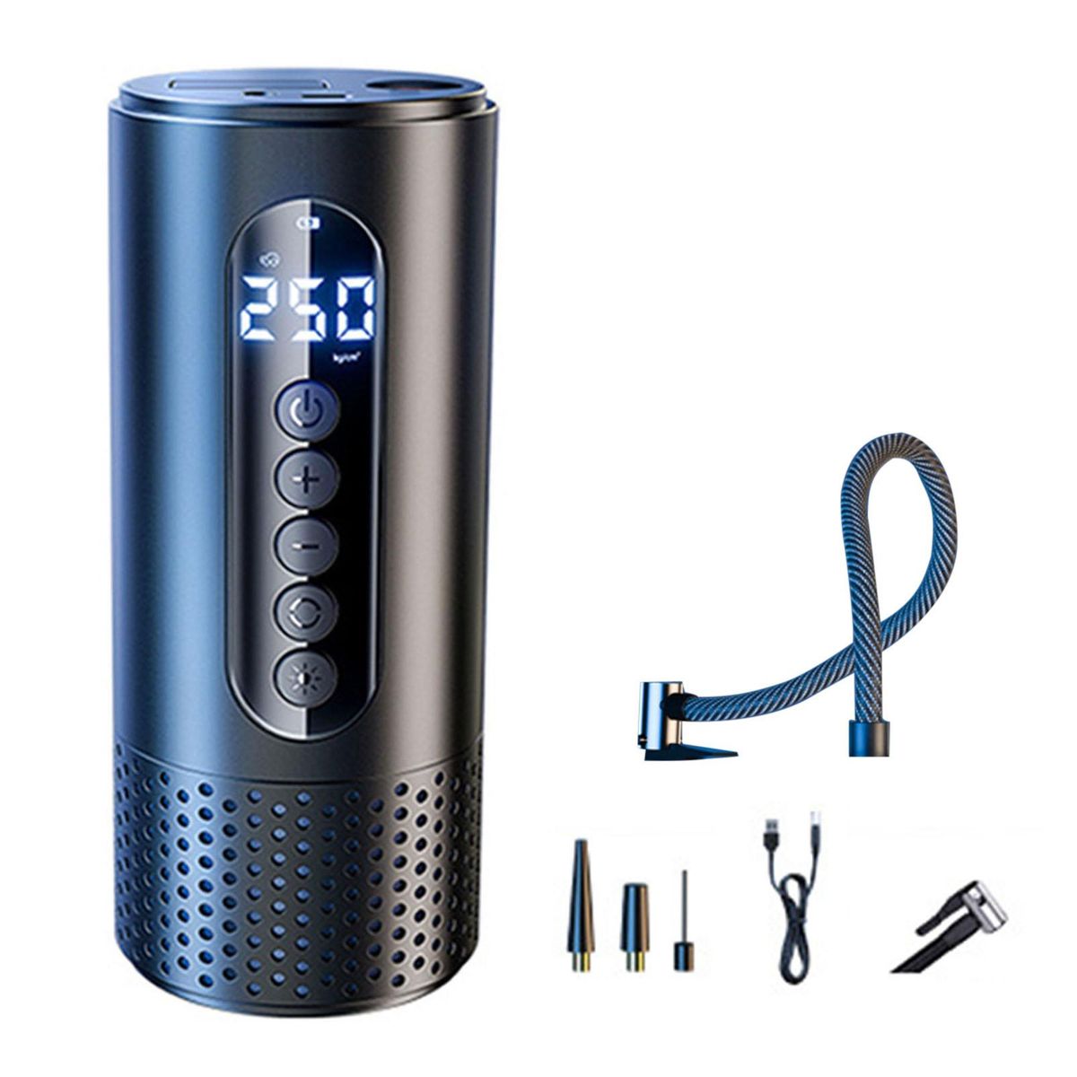 12V Wireless Portable Smart Digital Air Pressure Electric Inflator Pump Black Low Noise  LED lighting Full Auto StopFor Cars Automobile Inflatable Tool