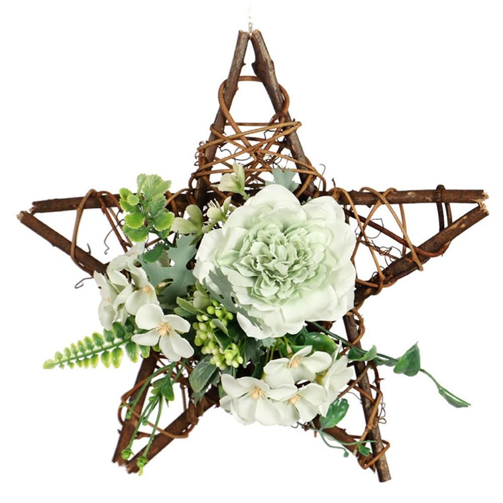 Artificial Camellia Wreath Star Shape Wreath for Hanging