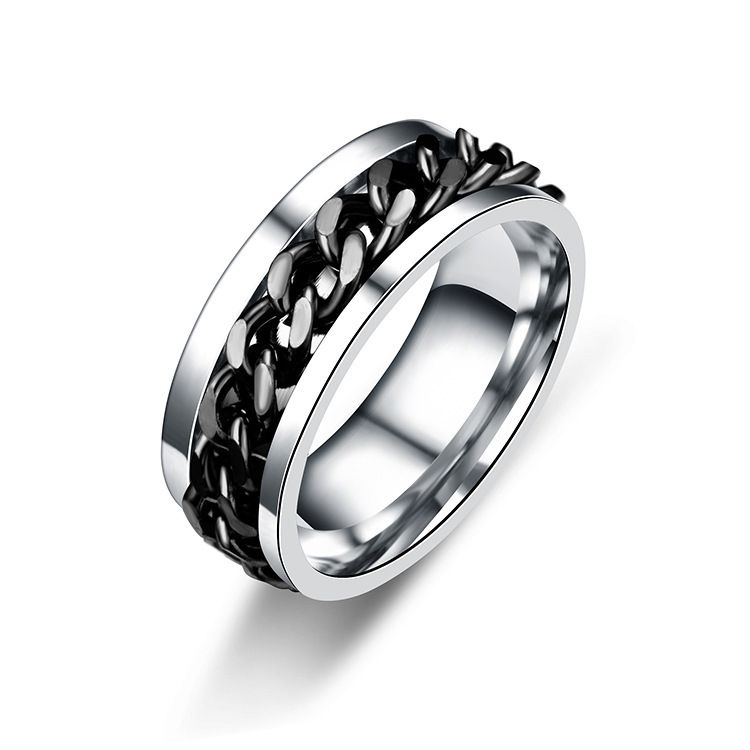 New Simple Transit Jewelry Men's Titanium Steel Can Turn