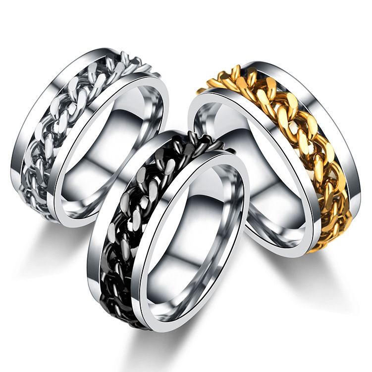 New Simple Transit Jewelry Men's Titanium Steel Can Turn