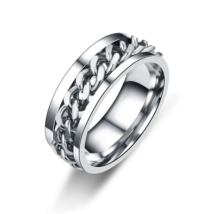 New Simple Transit Jewelry Men's Titanium Steel Can Turn