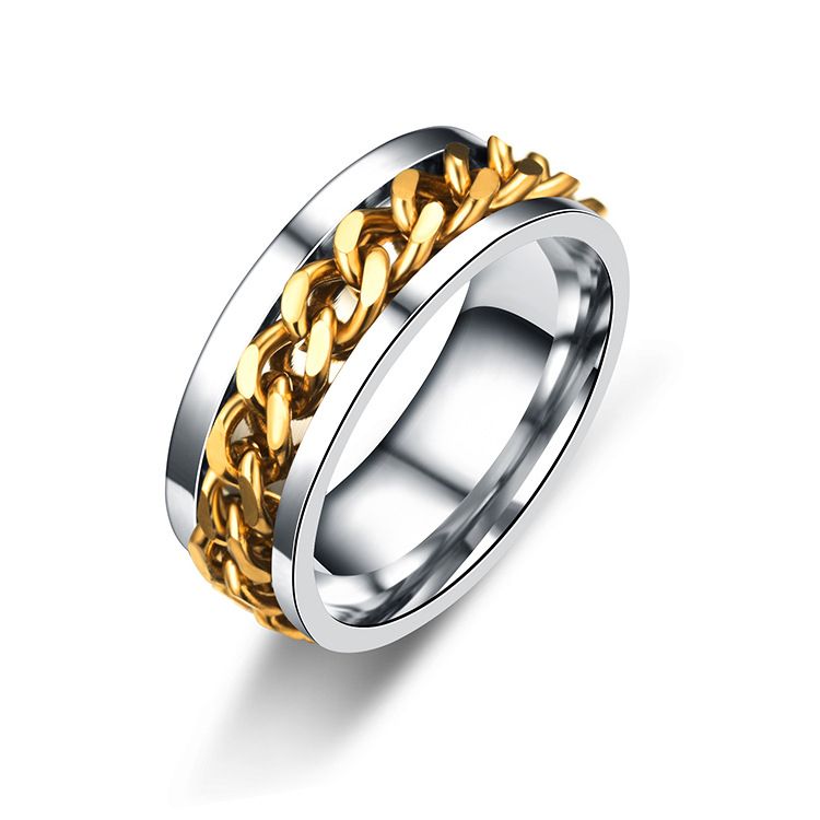 New Simple Transit Jewelry Men's Titanium Steel Can Turn
