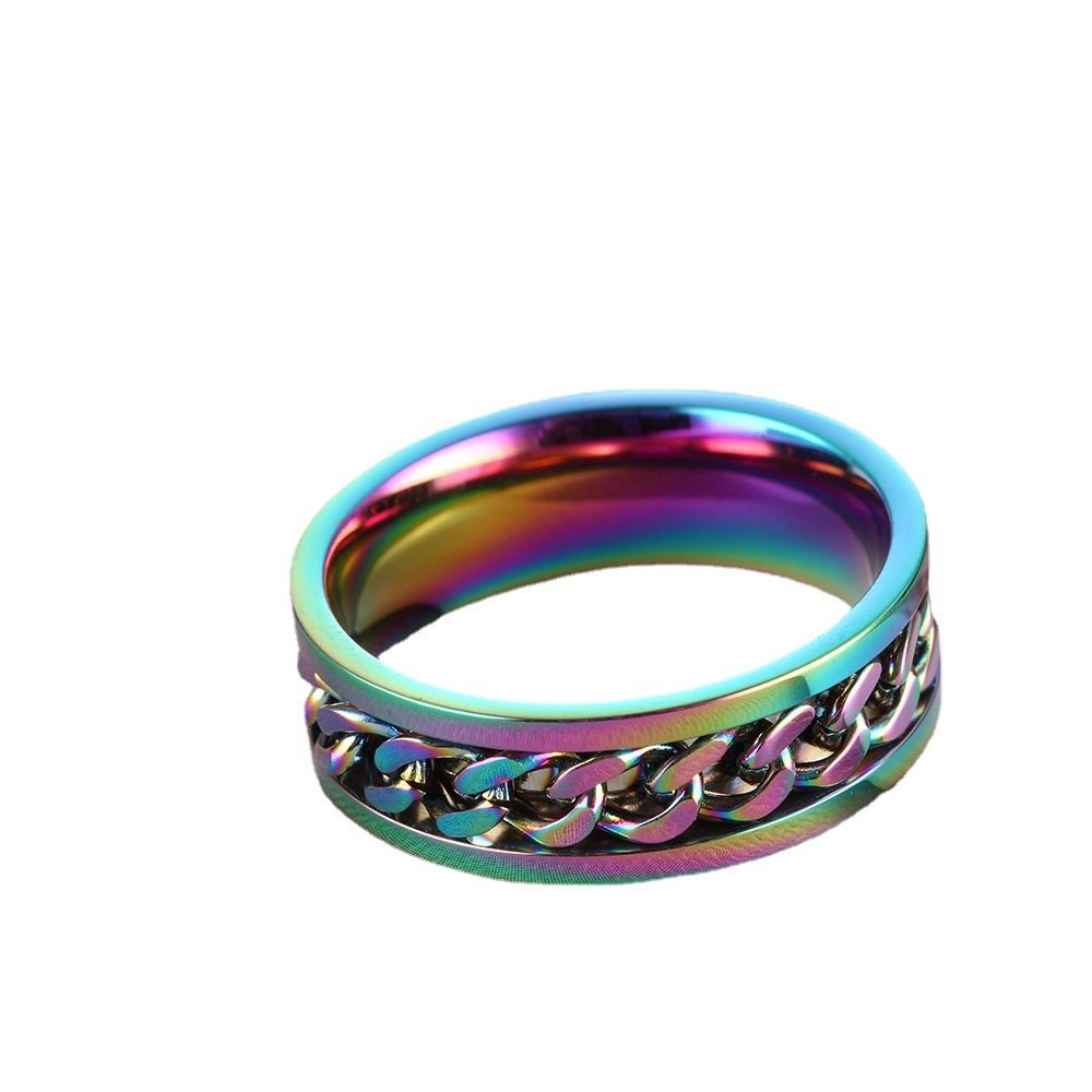 New Simple Transit Jewelry Men's Titanium Steel Can Turn