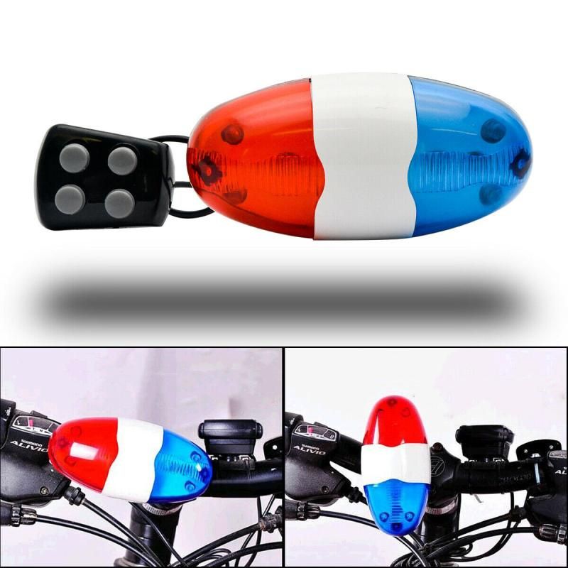 4 Sounds Police Siren Trumpet Horn Bike Rear Light For Taillight Waterproof Bicycle Bell 6 Fing LED Light Bike Accessories