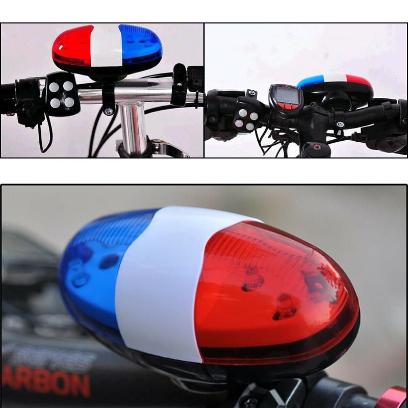 4 Sounds Police Siren Trumpet Horn Bike Rear Light For Taillight Waterproof Bicycle Bell 6 Fing LED Light Bike Accessories