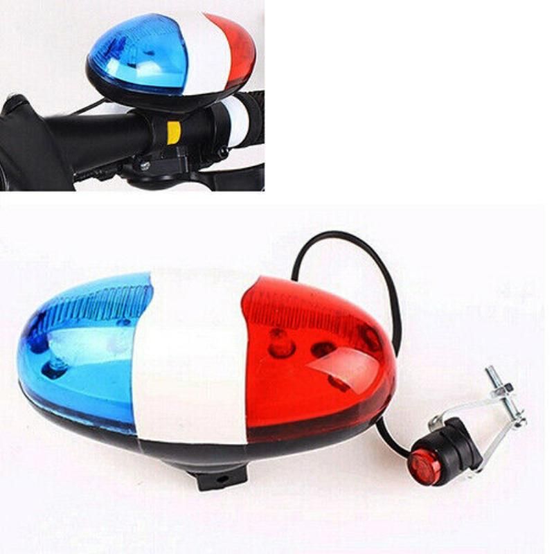 4 Sounds Police Siren Trumpet Horn Bike Rear Light For Taillight Waterproof Bicycle Bell 6 Fing LED Light Bike Accessories