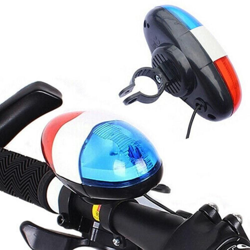 4 Sounds Police Siren Trumpet Horn Bike Rear Light For Taillight Waterproof Bicycle Bell 6 Fing LED Light Bike Accessories