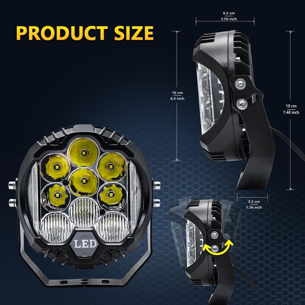 2Pcs 7inch LED Work Light Pods Spot Flood Combo Beam Fog Lamp Offroad Driving Light