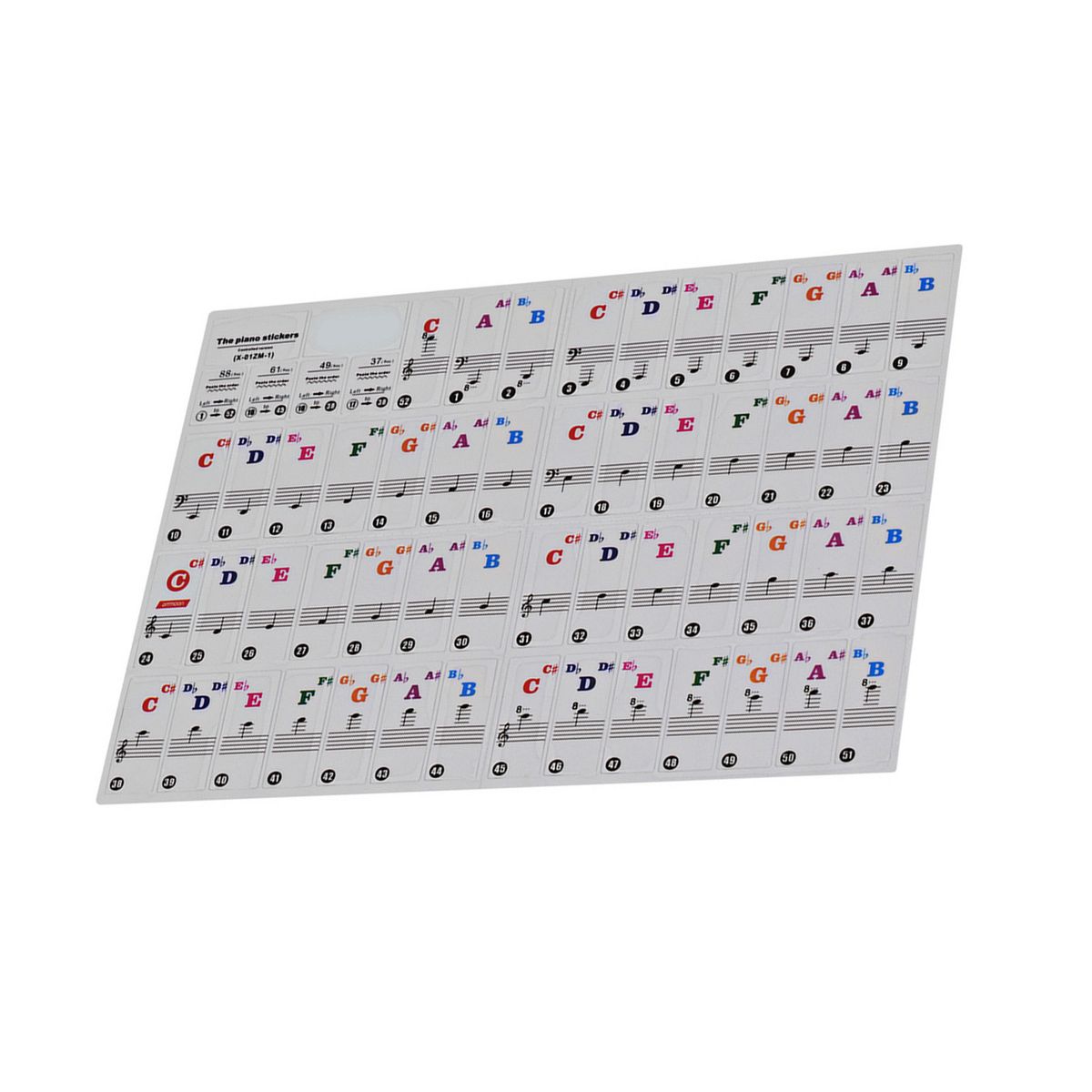 Colored Piano Keyboard Stickers For 37/ 49/ 61/ 88 Key