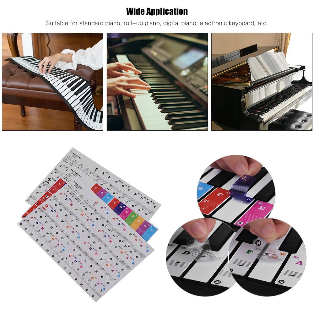 Colored Piano Keyboard Stickers For 37/ 49/ 61/ 88 Key