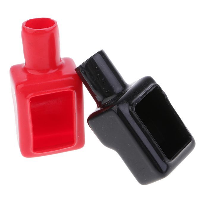 1Pair Car Battery Terminal Insulation Protector Sleeve Covers Black