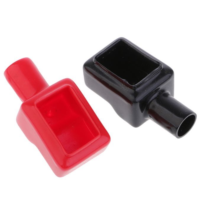 1Pair Car Battery Terminal Insulation Protector Sleeve Covers Black