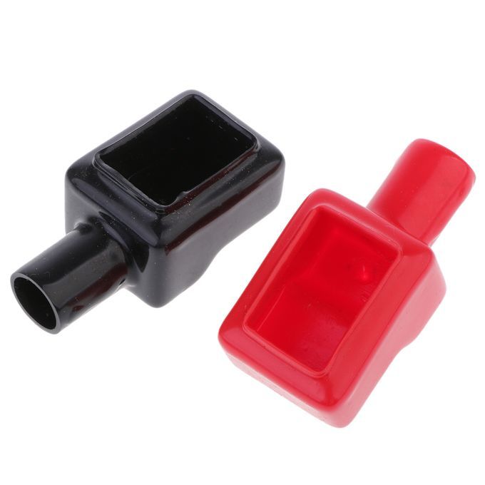 1Pair Car Battery Terminal Insulation Protector Sleeve Covers Black