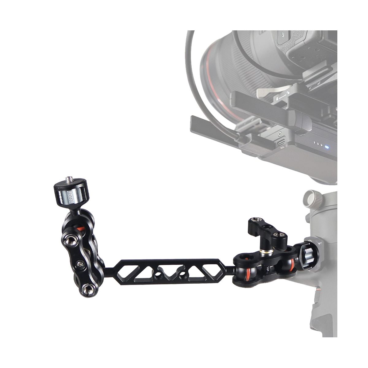 5Inch Aluminum Camera Articulating Arm Dual Ballhead Extension Bar with 14Inch Screws for DSLR Camera Support