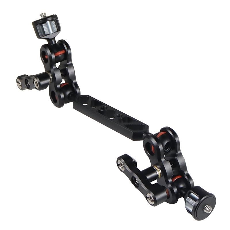 5Inch Aluminum Camera Articulating Arm Dual Ballhead Extension Bar with 14Inch Screws for DSLR Camera Support