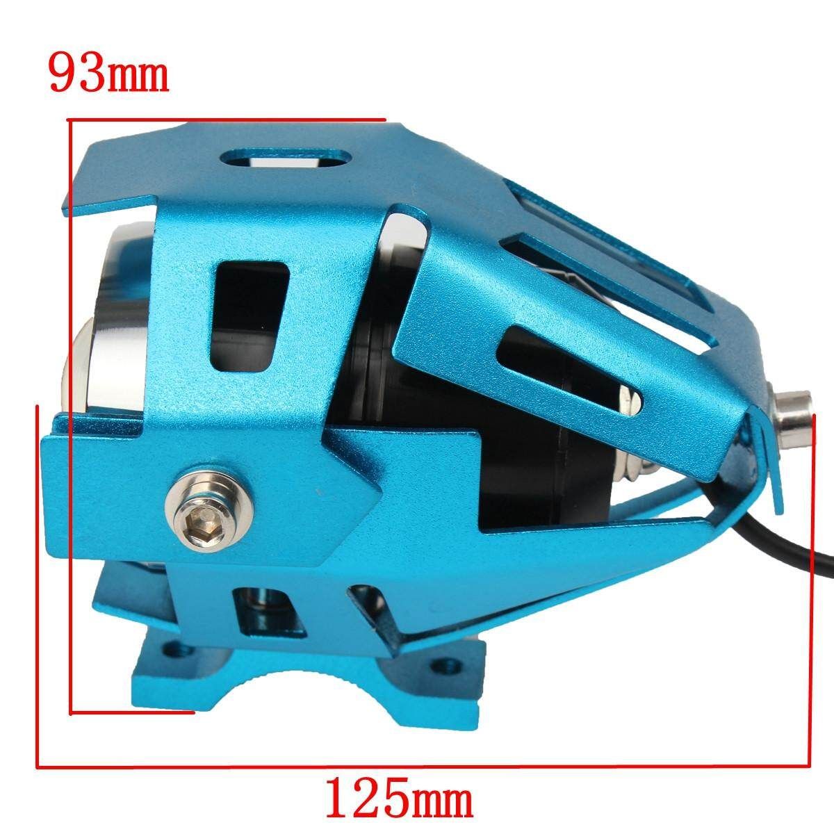 2PCS U5 Motorcycle Light Headlight Spotlight Blue + Pit Bike Kill Switch