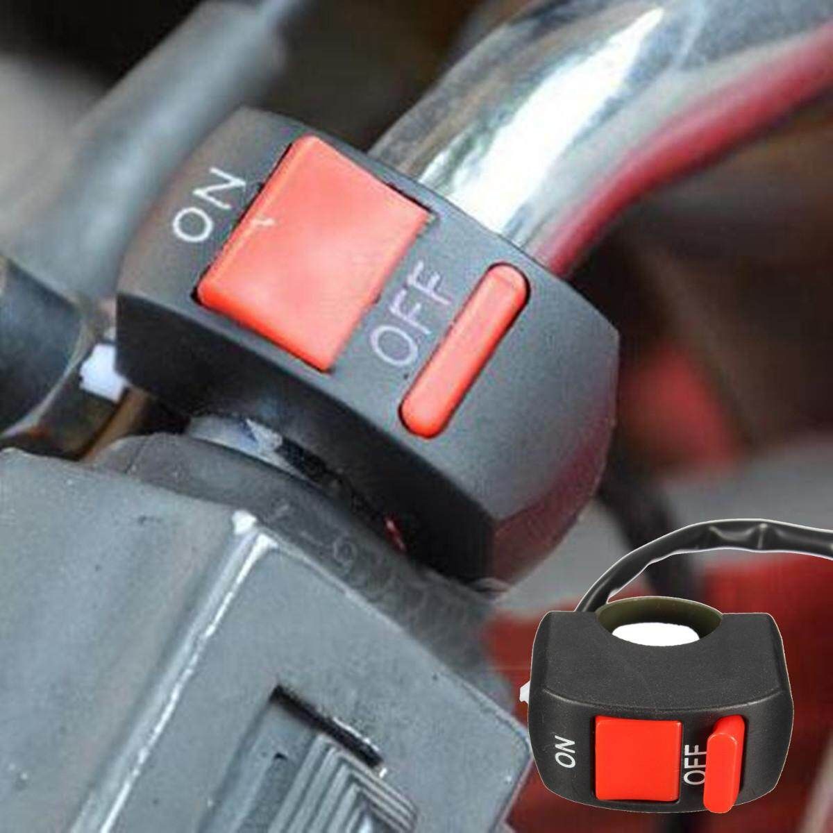 2PCS U5 Motorcycle Light Headlight Spotlight Blue + Pit Bike Kill Switch