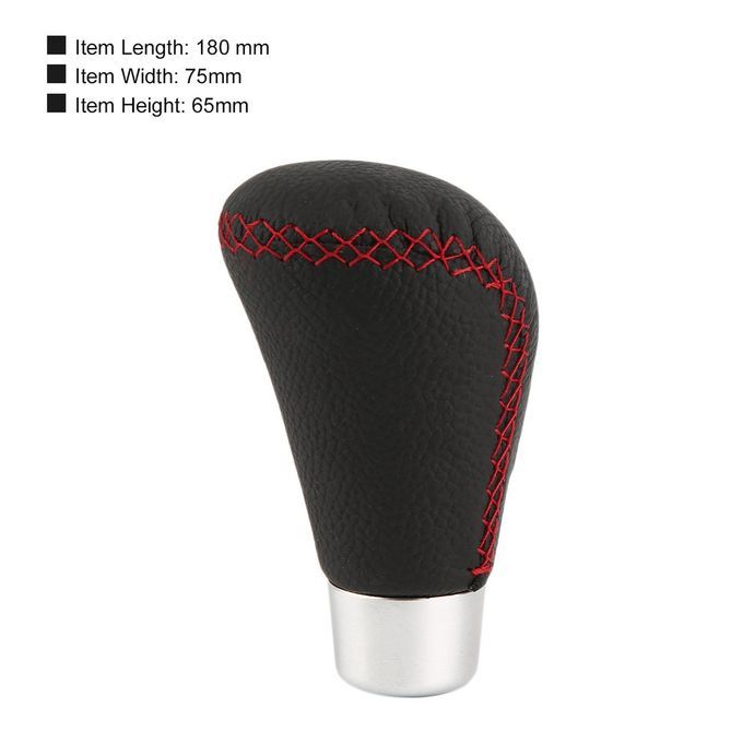 Universal Leather Red Stit Hed Automati  Drive  Ar Gear Shift Leather Knob-black And Red