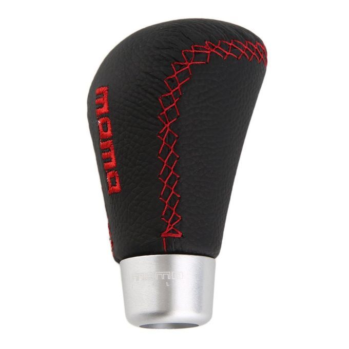Universal Leather Red Stit Hed Automati  Drive  Ar Gear Shift Leather Knob-black And Red