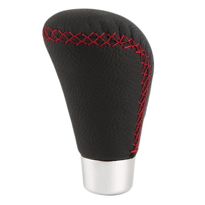 Universal Leather Red Stit Hed Automati  Drive  Ar Gear Shift Leather Knob-black And Red