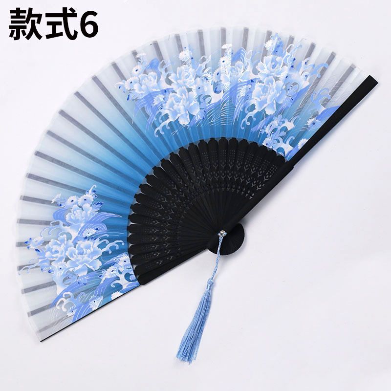 Inch Bambu Japanese Fans Hand Cheongsam Eventail Ancient Woman 7 Folding Fan Hand Vintage Main Wind Prop Fan A National