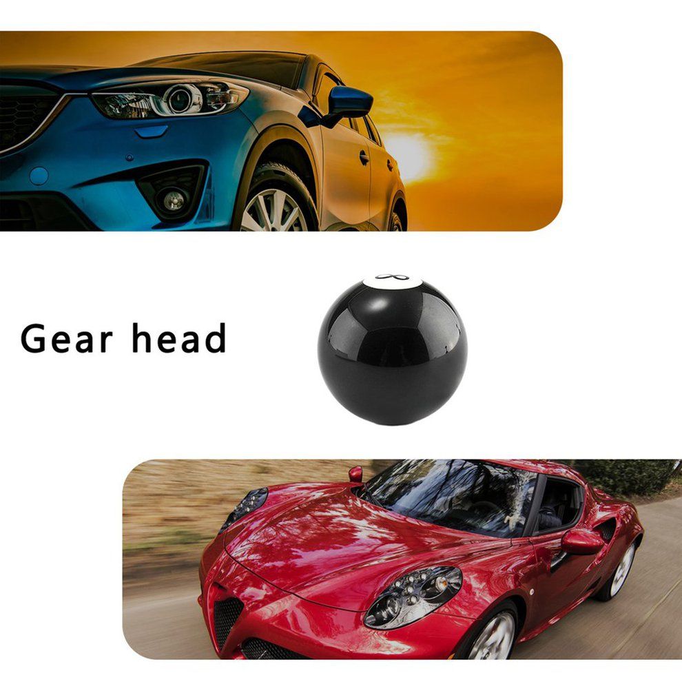 Black 8 Eight Pool Billiard Ball Gear Shift Knob W/ Adapter Universal Black