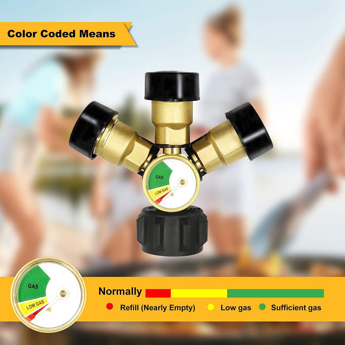 3 Way Splitter Propane Adapter Solid Brass Gases Tanks