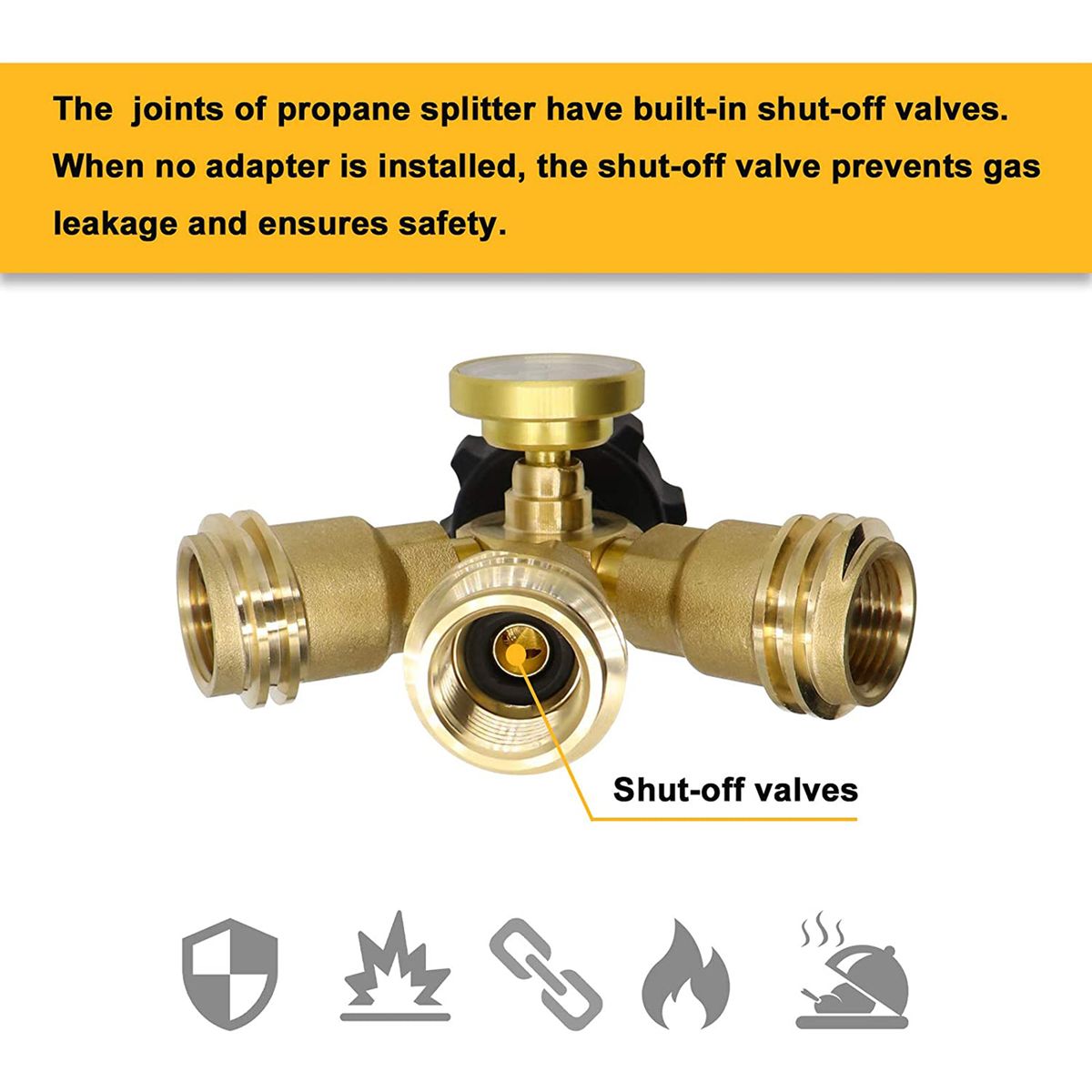 3 Way Splitter Propane Adapter Solid Brass Gases Tanks