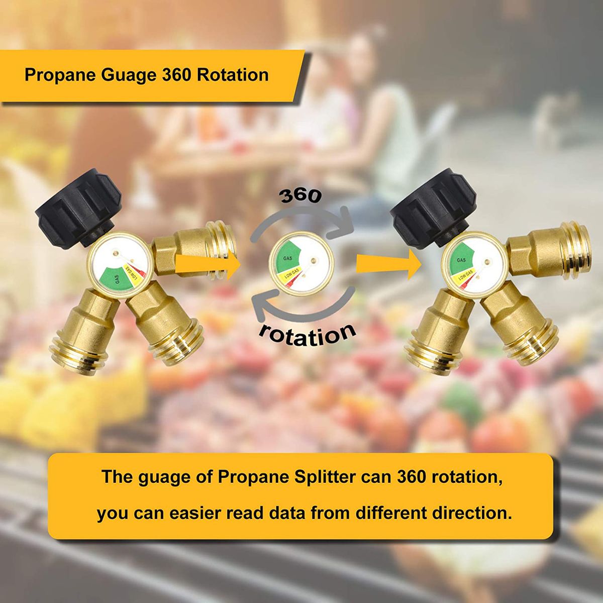 3 Way Splitter Propane Adapter Solid Brass Gases Tanks