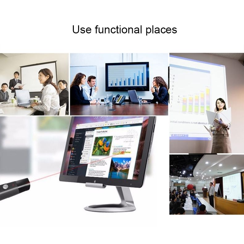 PP-1000 Multimedia Presentation Remote PowerPoint Clicker 2.4GHz RF Laser Pointer With USB Receiver(Black)